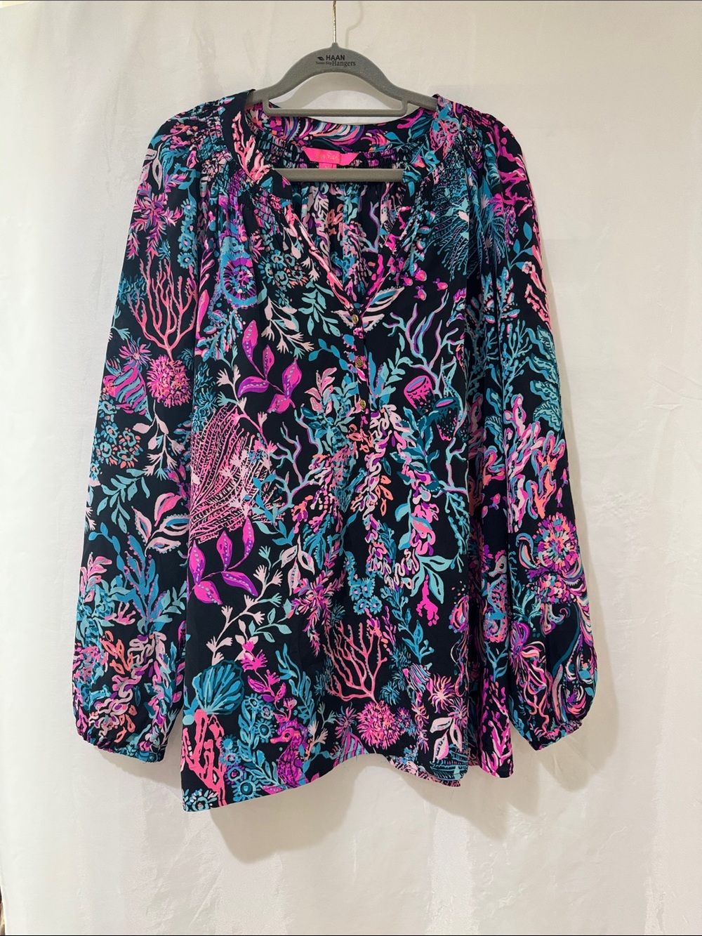 Lilly Pulitzer XL Sulk Elsa  Blouse Twilight Coral